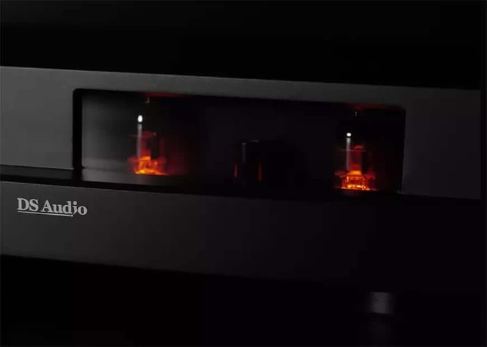 Close-up of DS Audio TB-50 tube and controls
