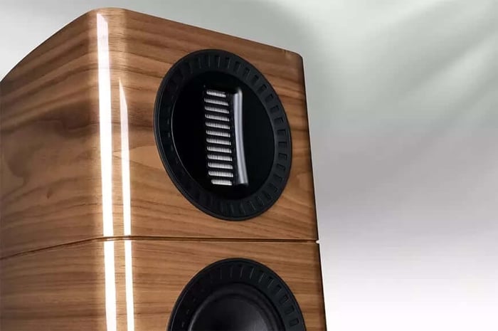 Close-up of the Wharfedale Elysian R’s AMT tweeter technology