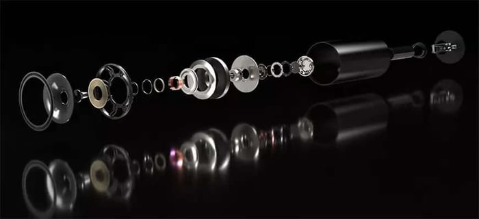 Wide coverage suspended Theory P9 speakers