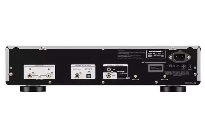Close-up of USB port and controls on Marantz CD 70