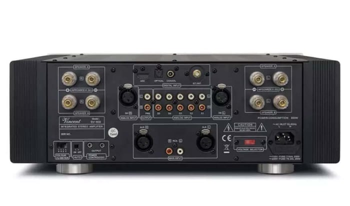 Rear input and output connectivity of the Vincent SV-600