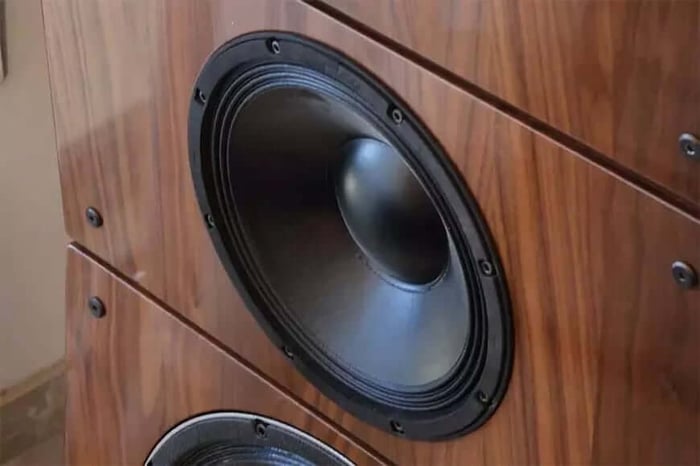 Close-up view highlighting the multiple driver setup delivering broad frequency coverage.