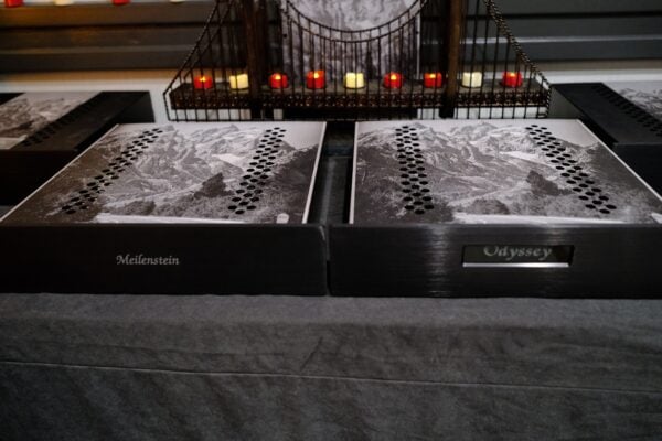 Odyssey Meilstein monoblock power amplifier and power supply.