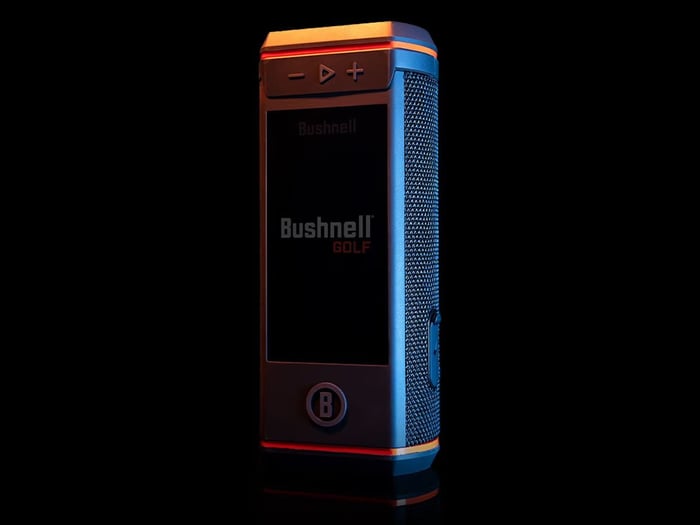 Wingman HD Bluetooth speaker angled to show design and controls