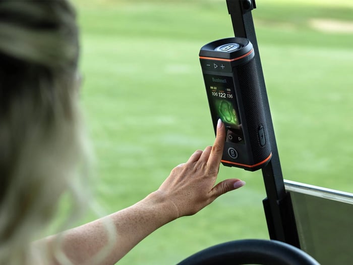 Wingman HD mounted on a golf cart with magnetic mount