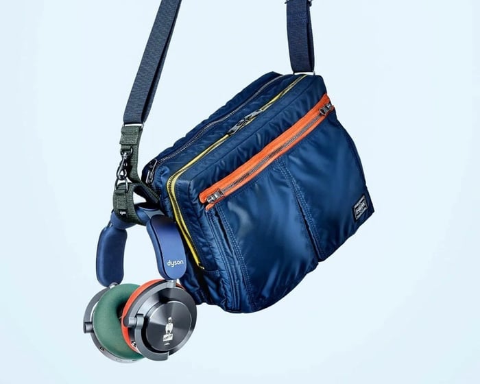 Dyson x Porter OnTrac set featuring headphones and bag