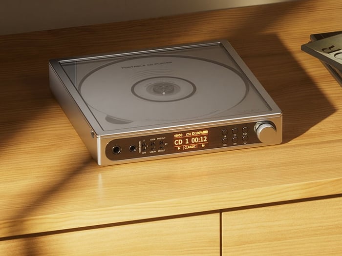 Close-up of volume dial and buttons