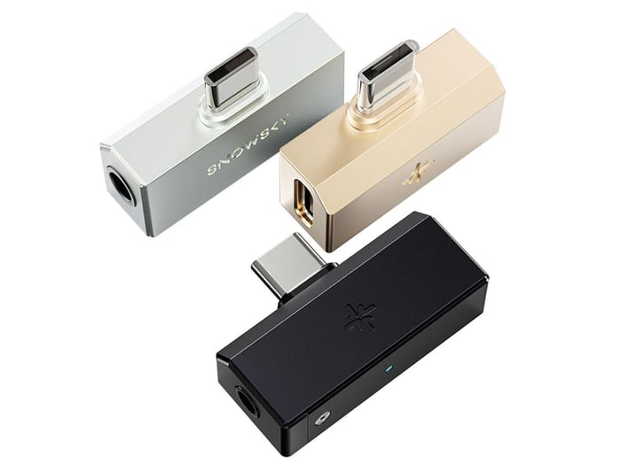 Another angle showcasing Fiio Snosky TINY dongle DAC with connected cables