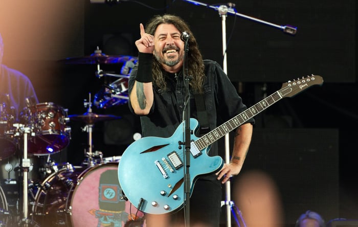 Dave Grohl performing live on stage with Foo Fighters