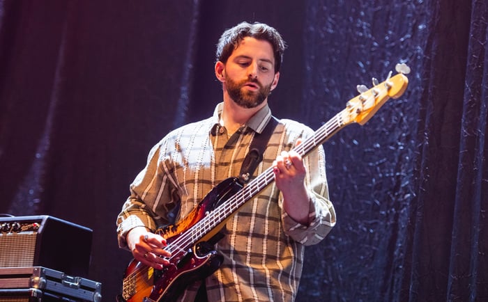Gabriel Paschal Blake of the Irish rock band The Murder Capital. Credit - Mariano Regidor/Redferns