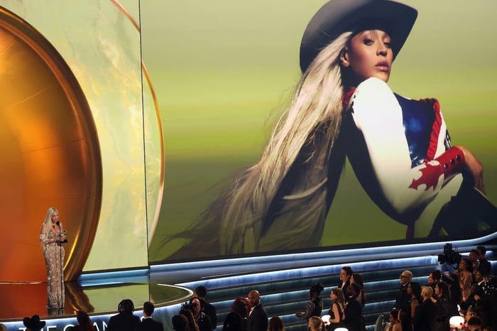 Beyoncé accepts the Best Country Album award for Cowboy Carter onstage during the 67th Grammy Awards. (Credit: JC Olivera/WireImage)
