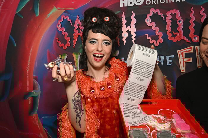 Sarah Sherman with a grotesque makeup effect