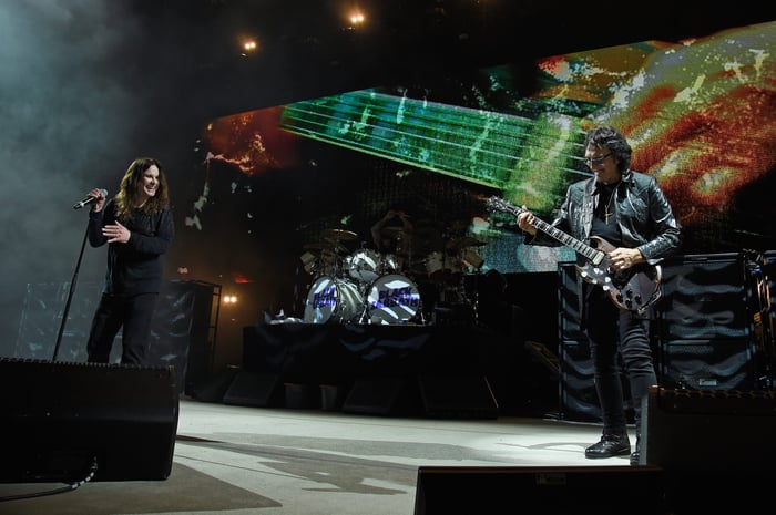 Ozzy Osbourne and Black Sabbath performing at their final concert in Birmingham.