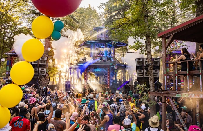 Crowd at Elements Festival enjoying interactive spaces