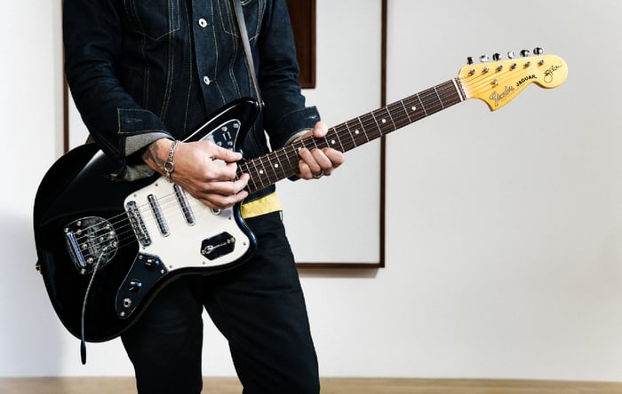 Johnny Marr playing Fender Jaguar