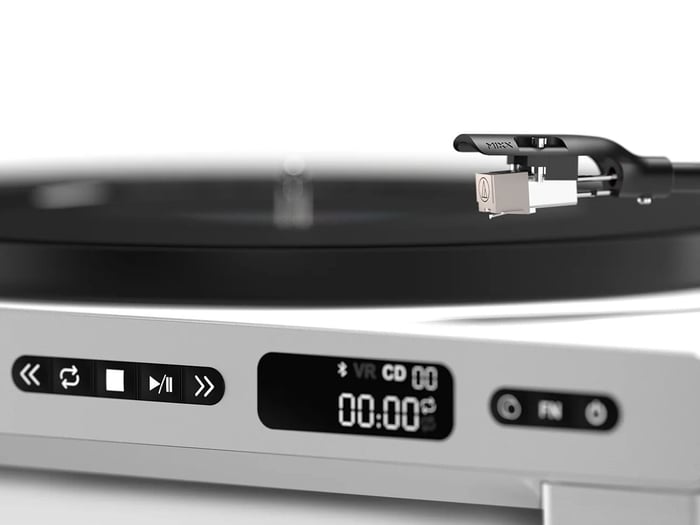 Front panel with physical controls and display