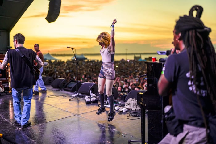 Paramore's Hayley Williams performing at the 2025 Newport Folk Festival