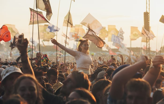 The crowd for Fred Again.. live at Glastonbury 2023