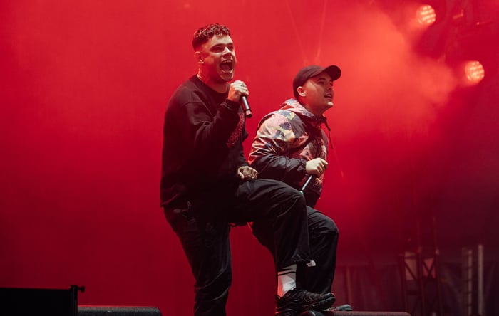 Kneecap live at Glastonbury 2024, photo by Andy Ford