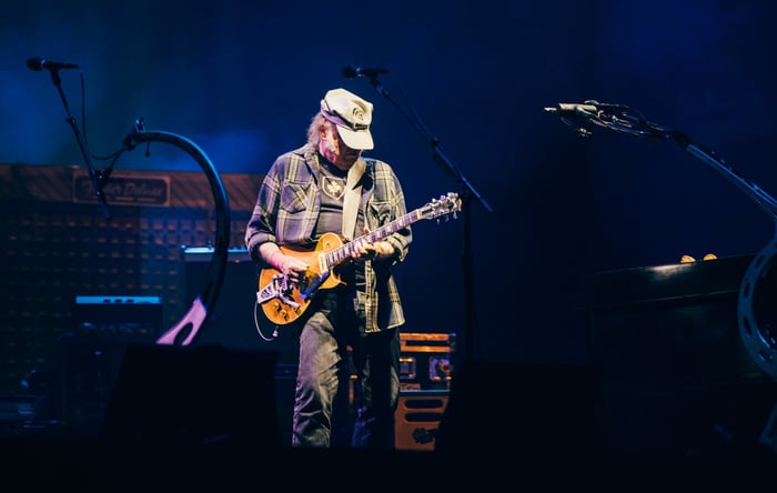 Neil Young live at Glastonbury 2025, photo by Derek Bremner