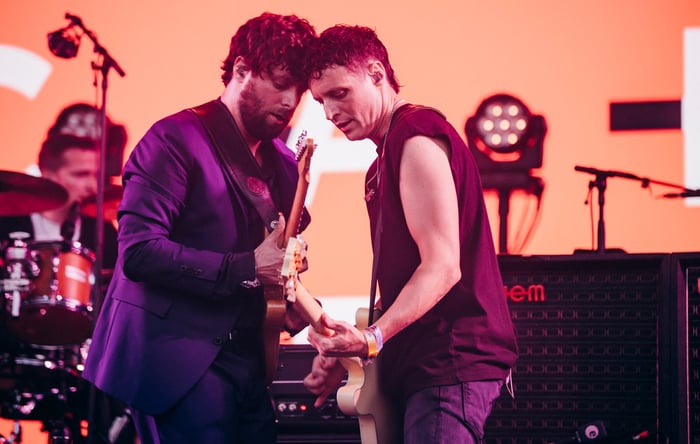 The Maccabees live at Glastonbury 2025. Credit: Derek Bremner