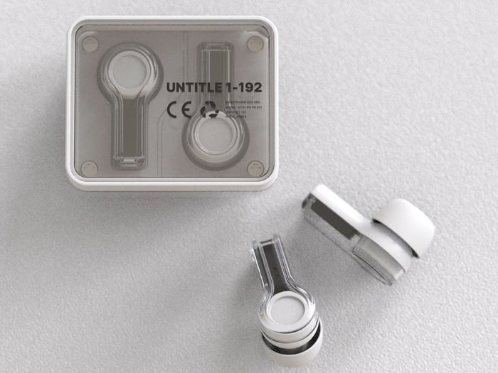 Detailed close-up showing the earbuds’ design finesse.