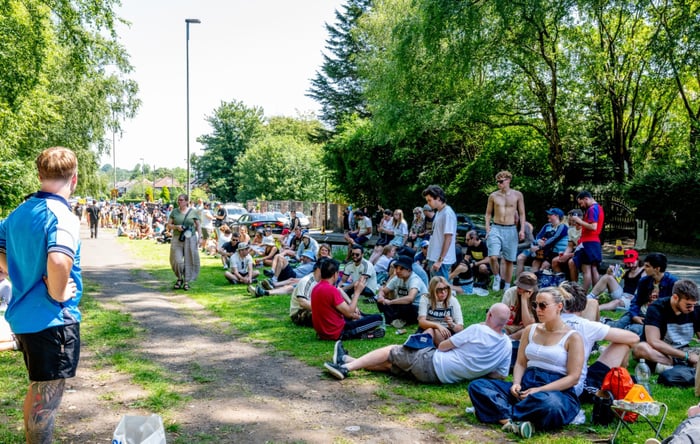 Oasis fans queuing outside Heaton Park