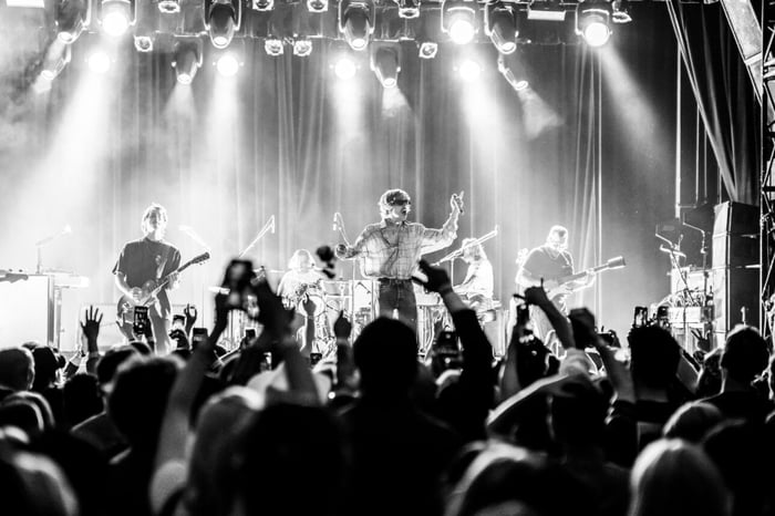 Energetic crowd lost in the music
