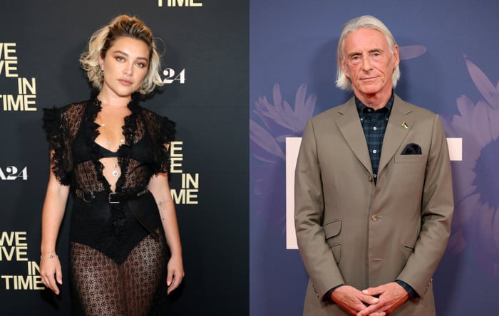 Florence Pugh and Paul Weller split image