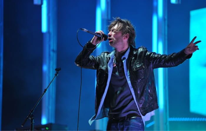 Thom Yorke of Radiohead performs in 2009