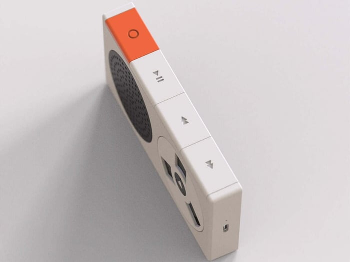 Spinning cassette detail with perforated speaker grill