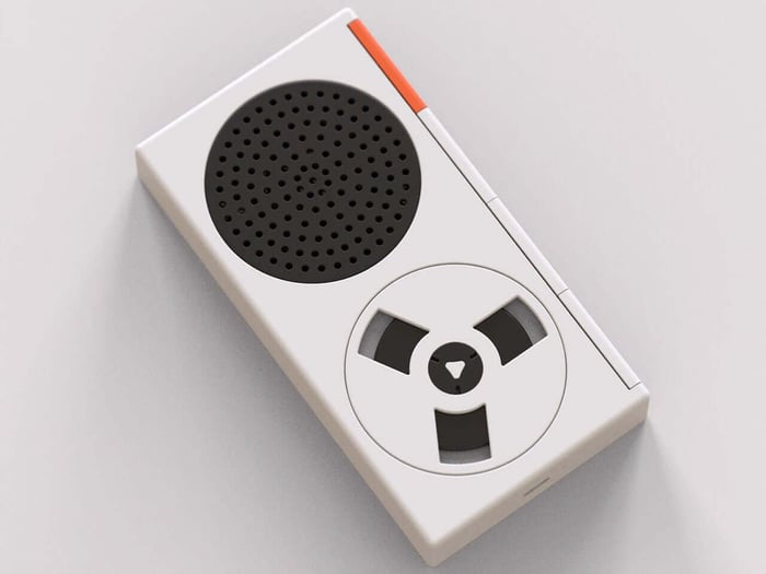 Close-up of the retro-modern music player