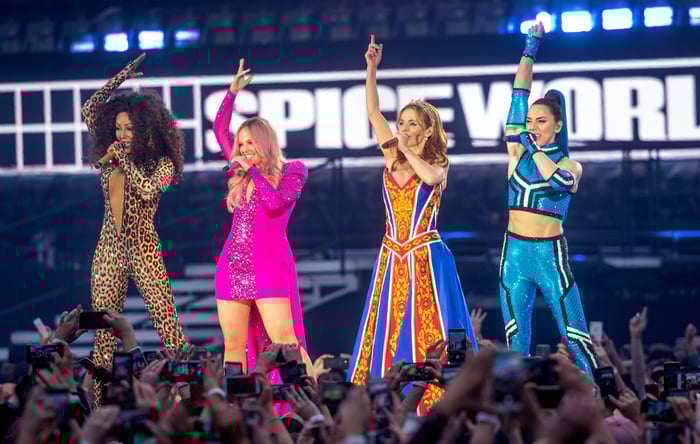 Spice Girls performing live on stage in 2019