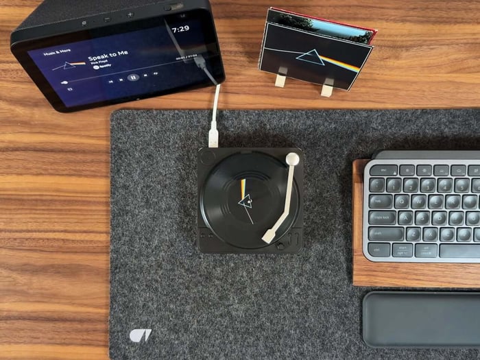 Mini vinyl records with custom labels