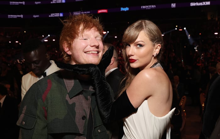 Taylor Swift and Ed Sheeran smiling together