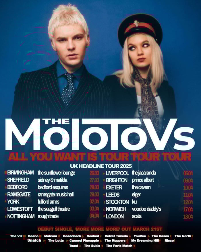 The Molotovs' 2025 UK headlining tour poster. Credit: PRESS.