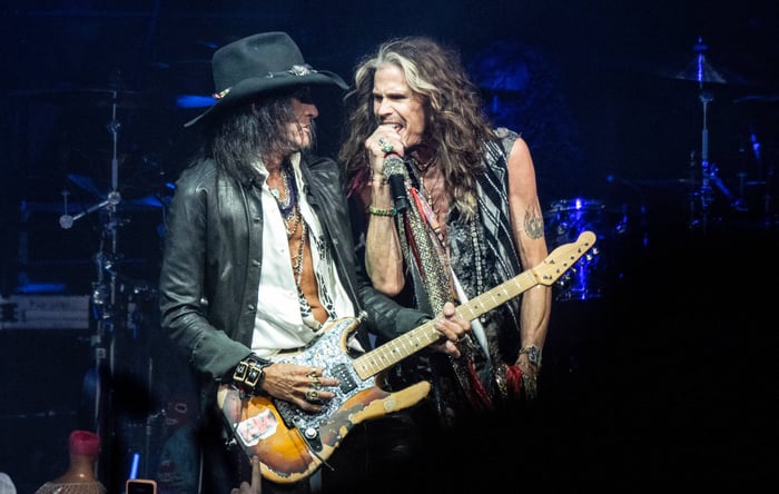 Steven Tyler and Joe Perry on stage together