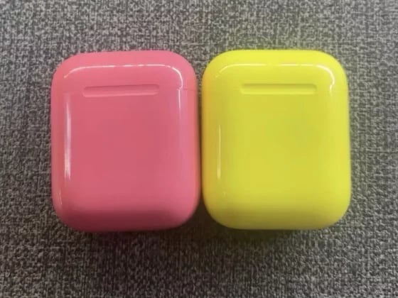 Bright yellow AirPods prototype case