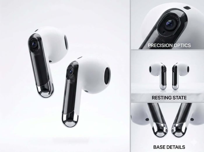 Detailed view of AirPods Ultra design and sensor placement