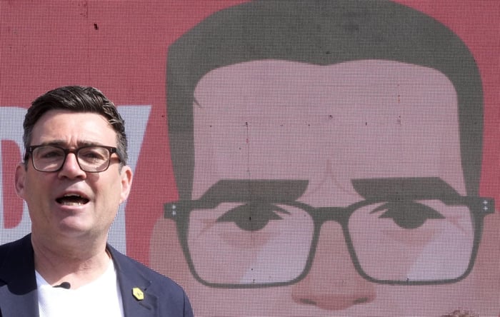 Andy Burnham makes a speech at the launch of his campaign as Labour's candidate