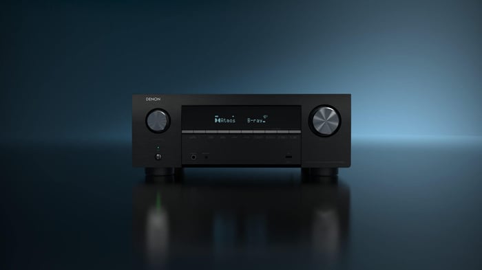 Denon AVR-X2900H close-up showing ergonomic buttons and design
