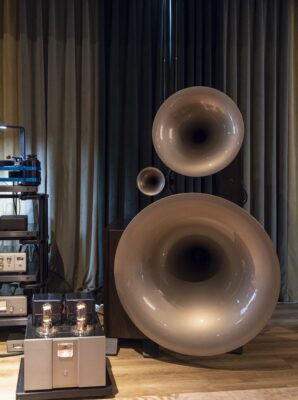 Avantgarde Trio spherical horn loudspeakers with deep bass
