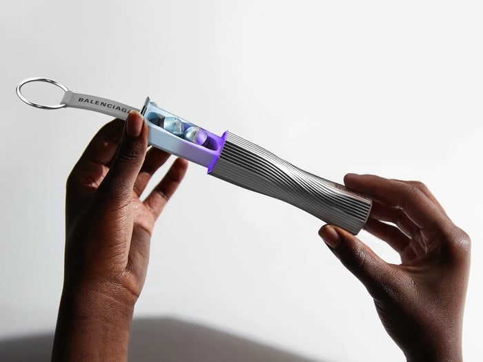 The case design channels sculptural originality and luxury.