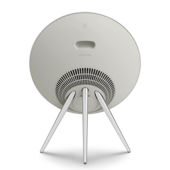 Beosound A9 side profile emphasizing its iconic shape and materials