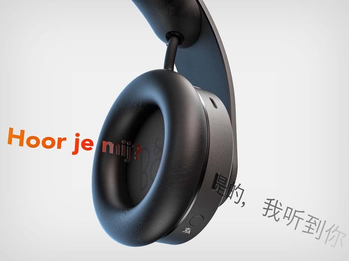 Close-up of the headphone’s elegant control interface