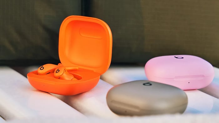 Powerbeats Fit charging case reflects a more compact, streamlined design