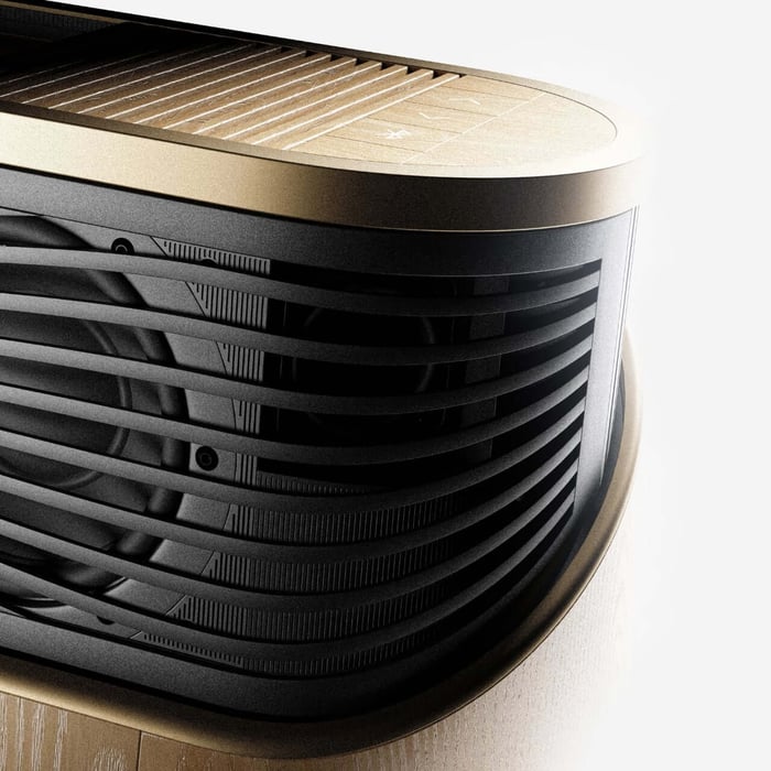 Close-up showcasing materials and texture on projector