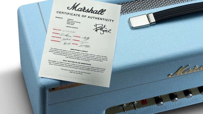BJA Marshall amp authentic baby blue finish with signature