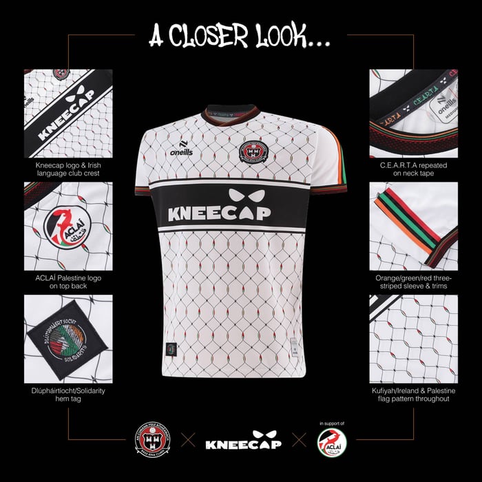 A close-up look at the unique design elements embodying Irish-Palestinian unity.