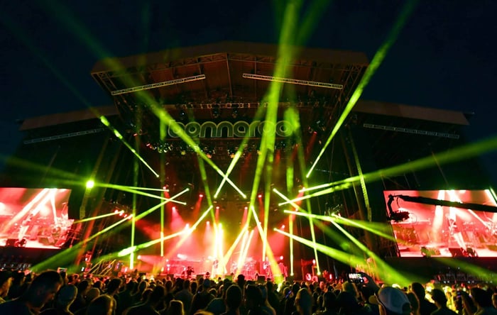 The iconic What Stage at Bonnaroo, ready for the 2026 festival magic.